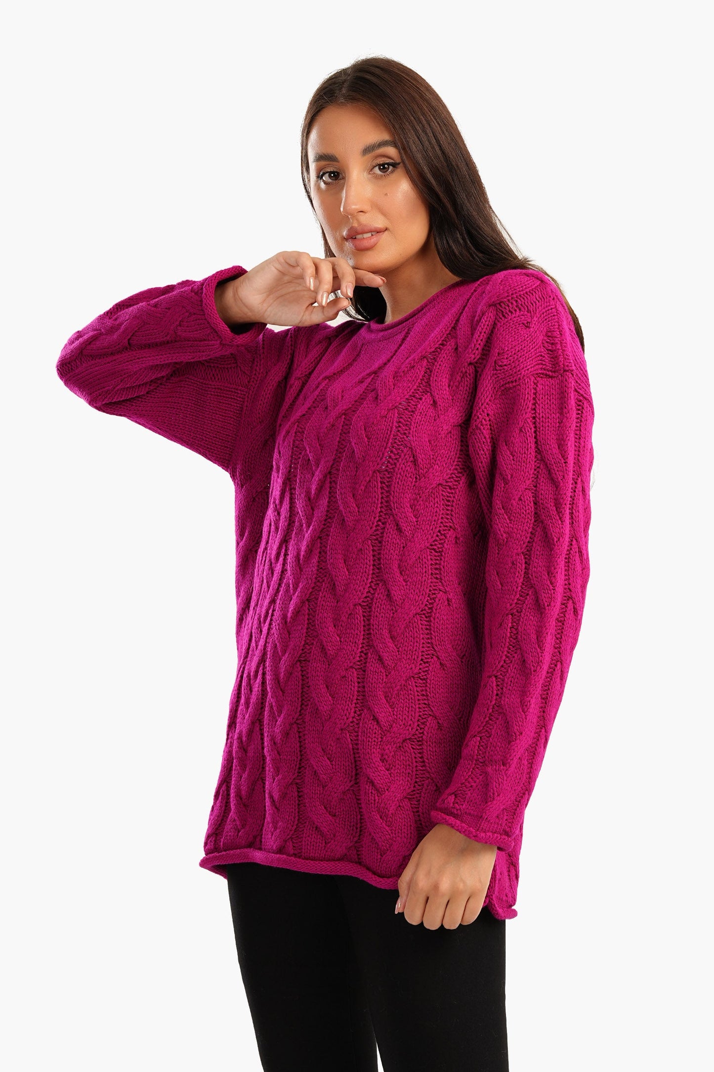 Cable Knitted Round Neck Pullover