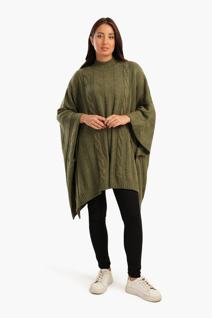 Slip-On High Neck Poncho