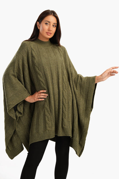 Slip-On High Neck Poncho