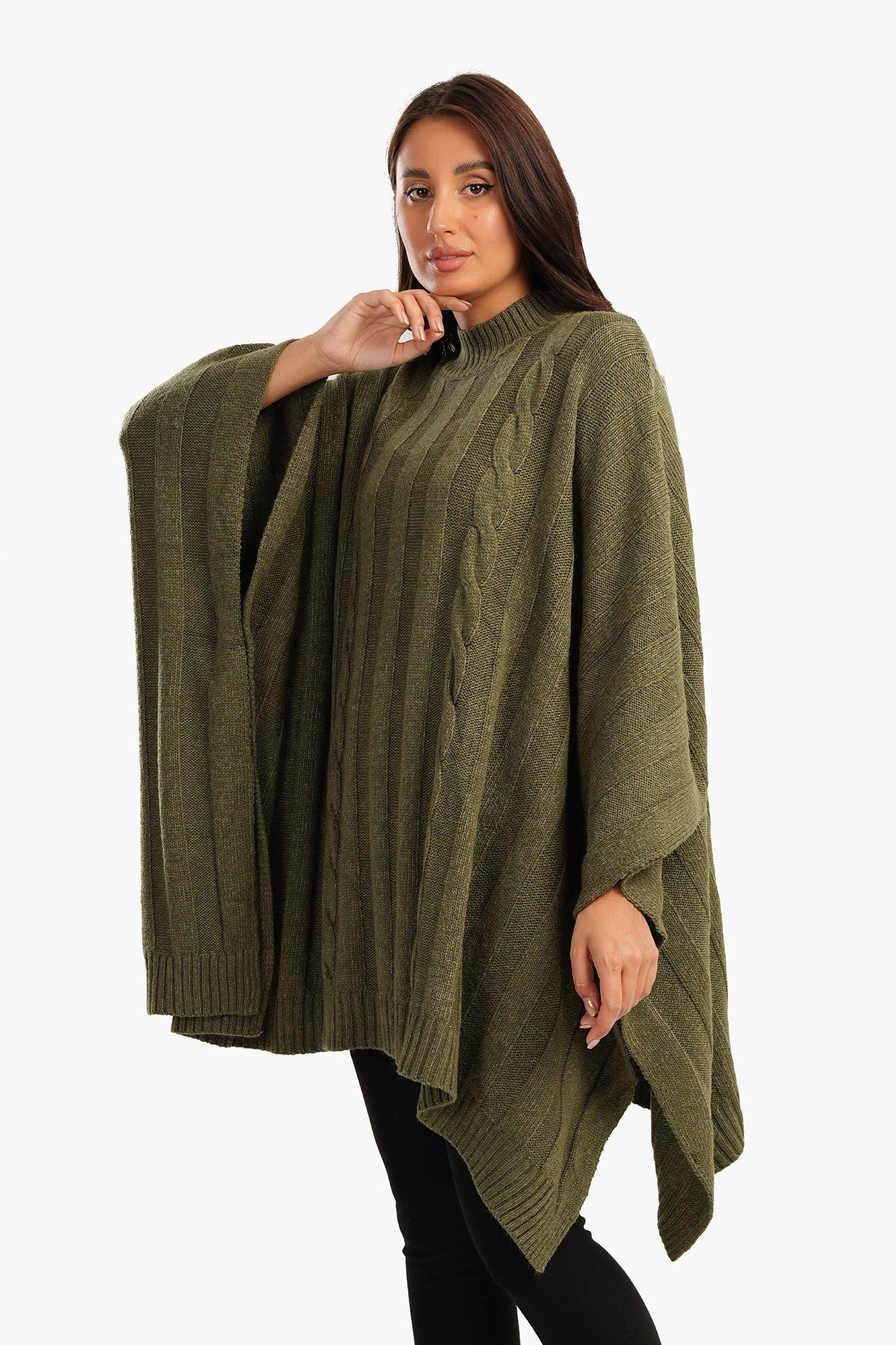 Slip-On High Neck Poncho