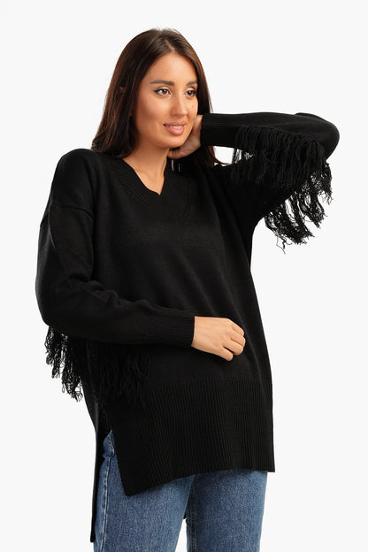 High Low Pullover with Fringes