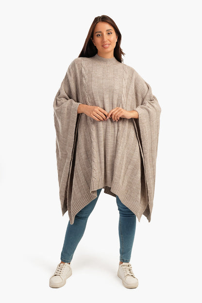 Slip-On High Neck Poncho