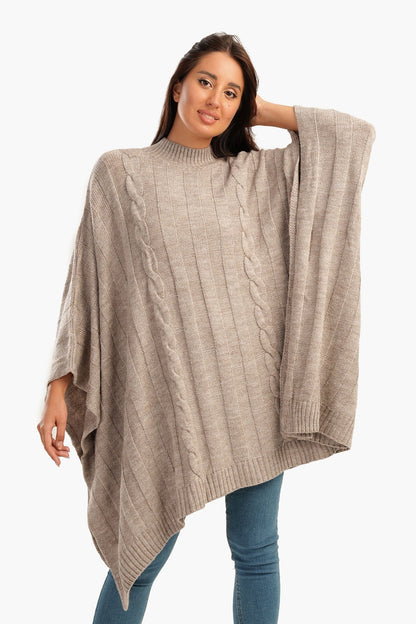 Slip-On High Neck Poncho