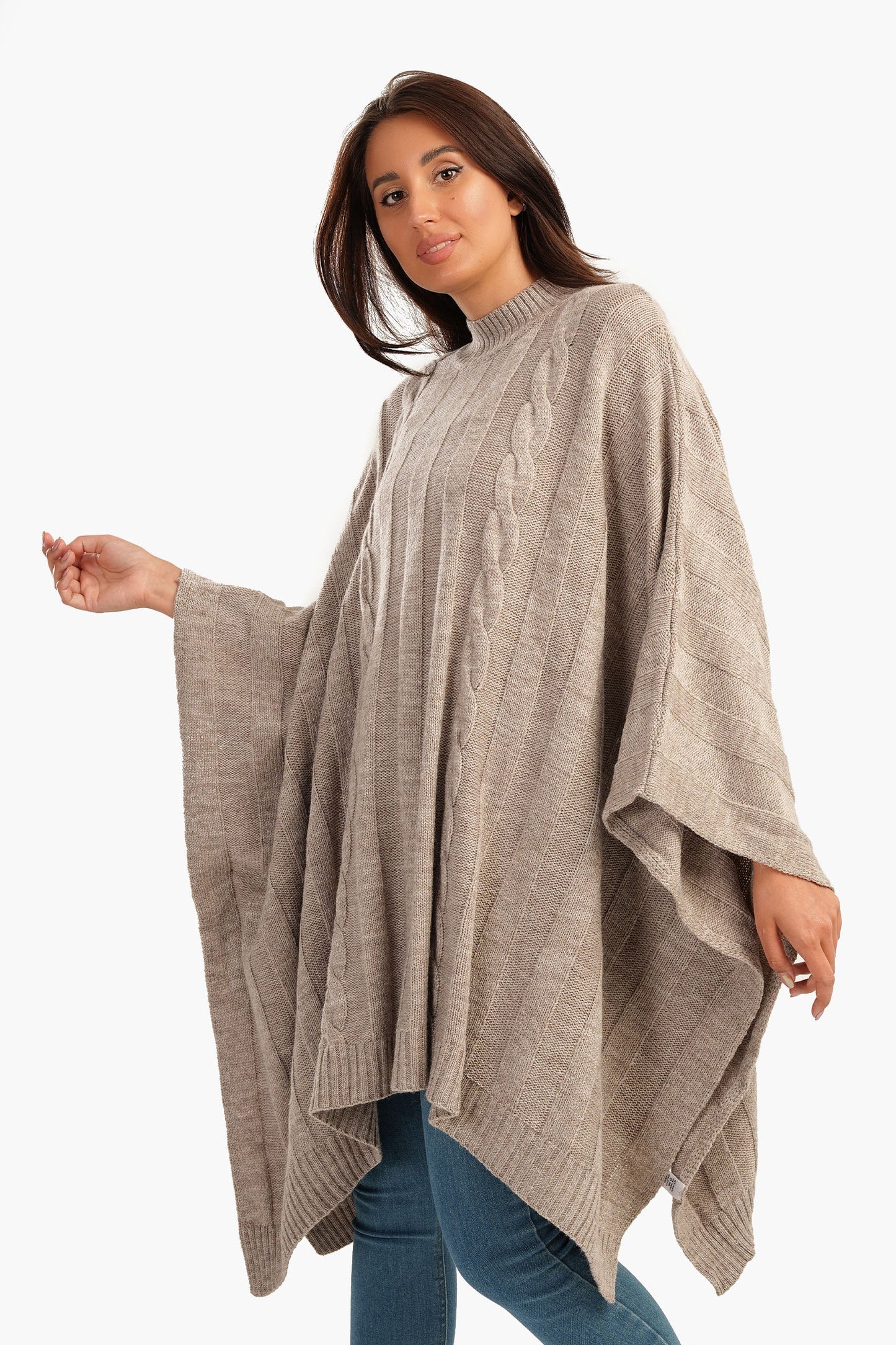 Slip-On High Neck Poncho