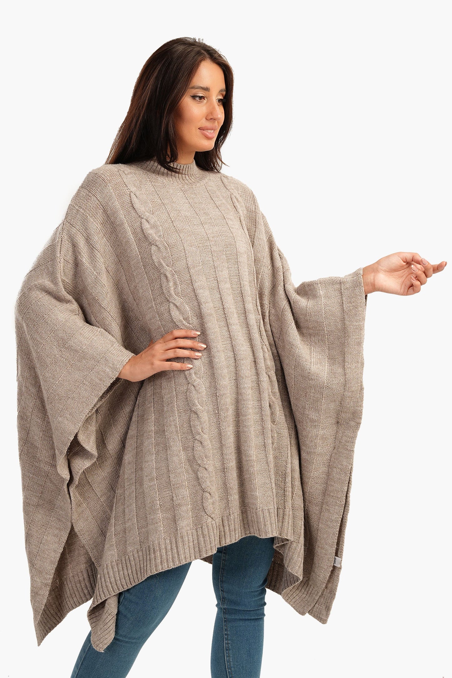 Slip-On High Neck Poncho