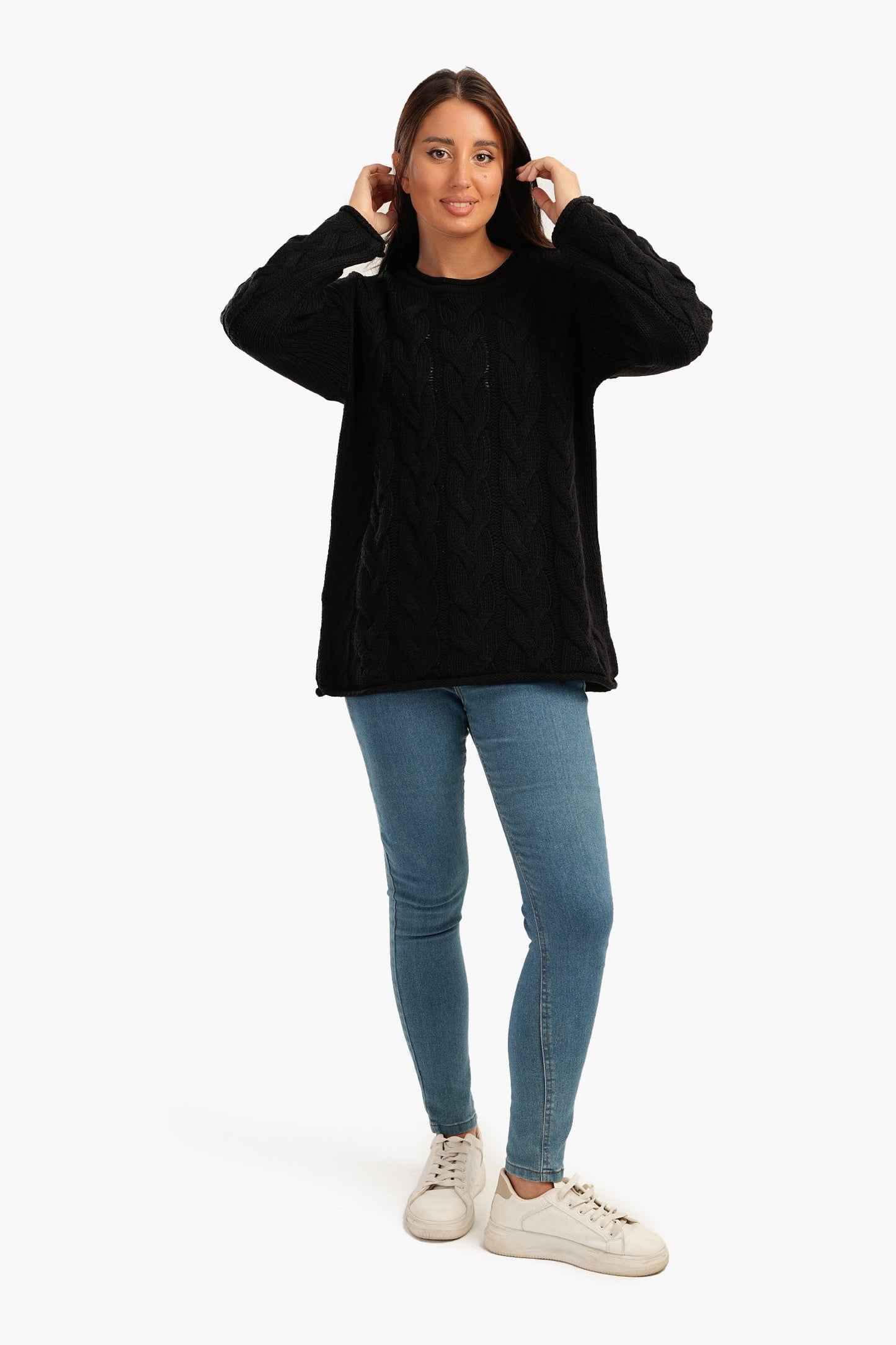 Cable Knitted Round Neck Pullover