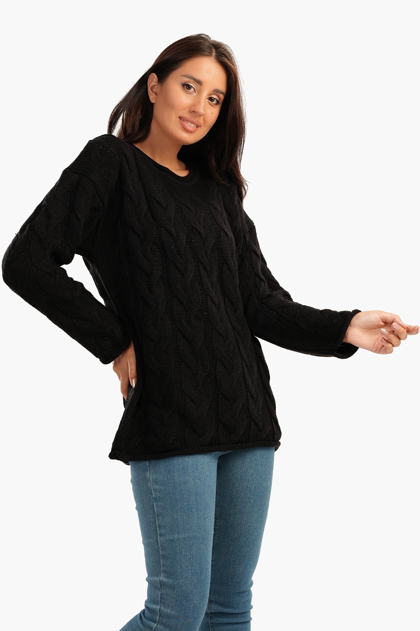 Cable Knitted Round Neck Pullover