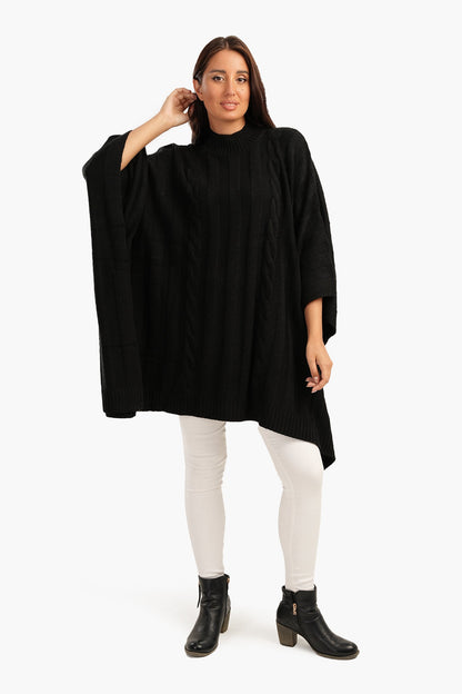 Slip-On High Neck Poncho