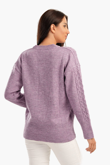 Cable Knitted V-Neck Pullover