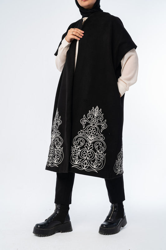 Royal Embroided Wool Poncho