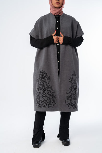 Royal Embroided Wool Poncho