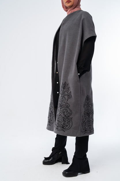 Royal Embroided Wool Poncho