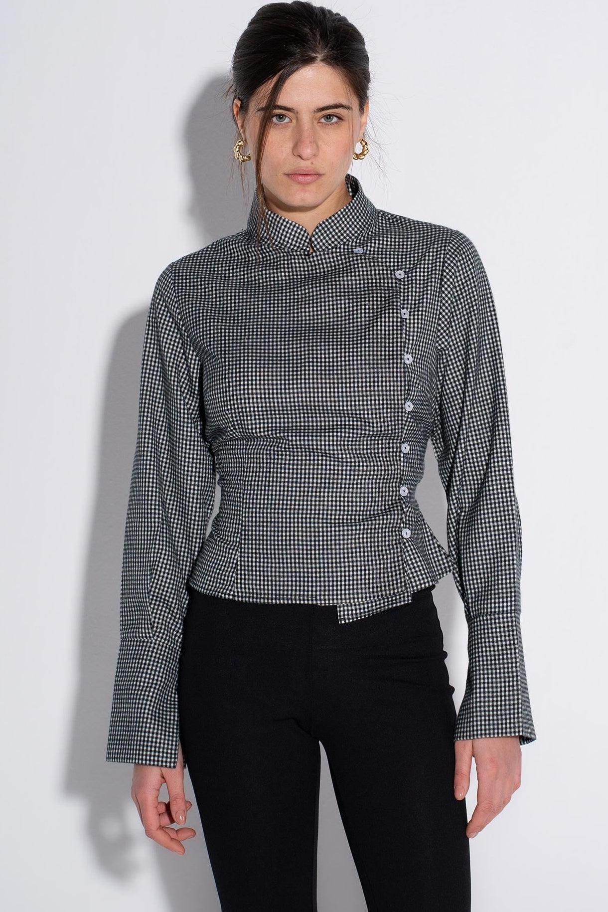 Full Sleeves Chinese Top - Olive