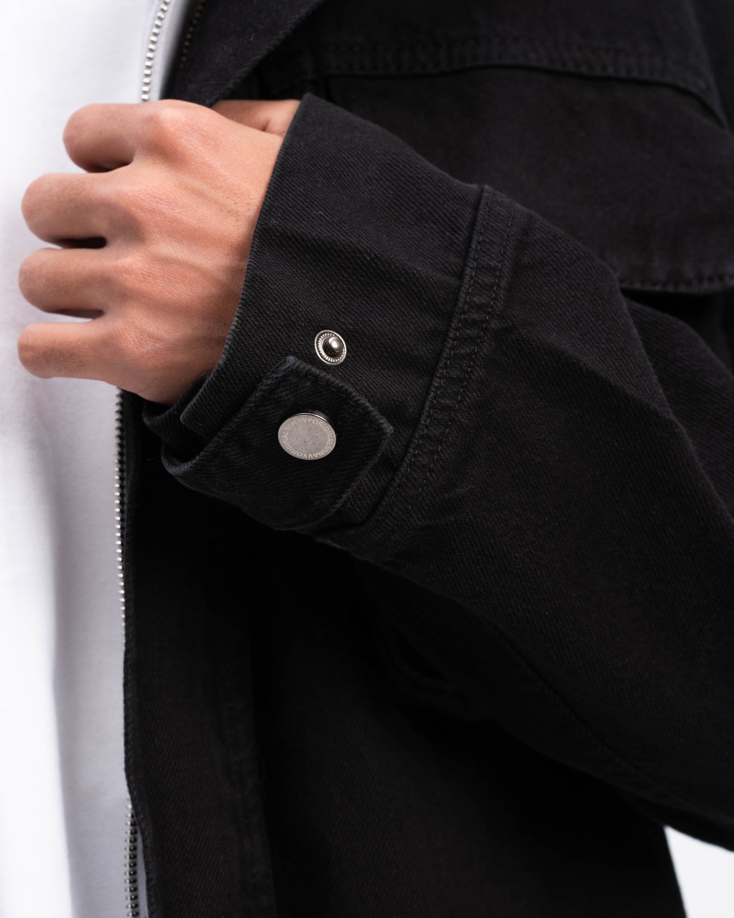 Hooded Denim Jacket - Black