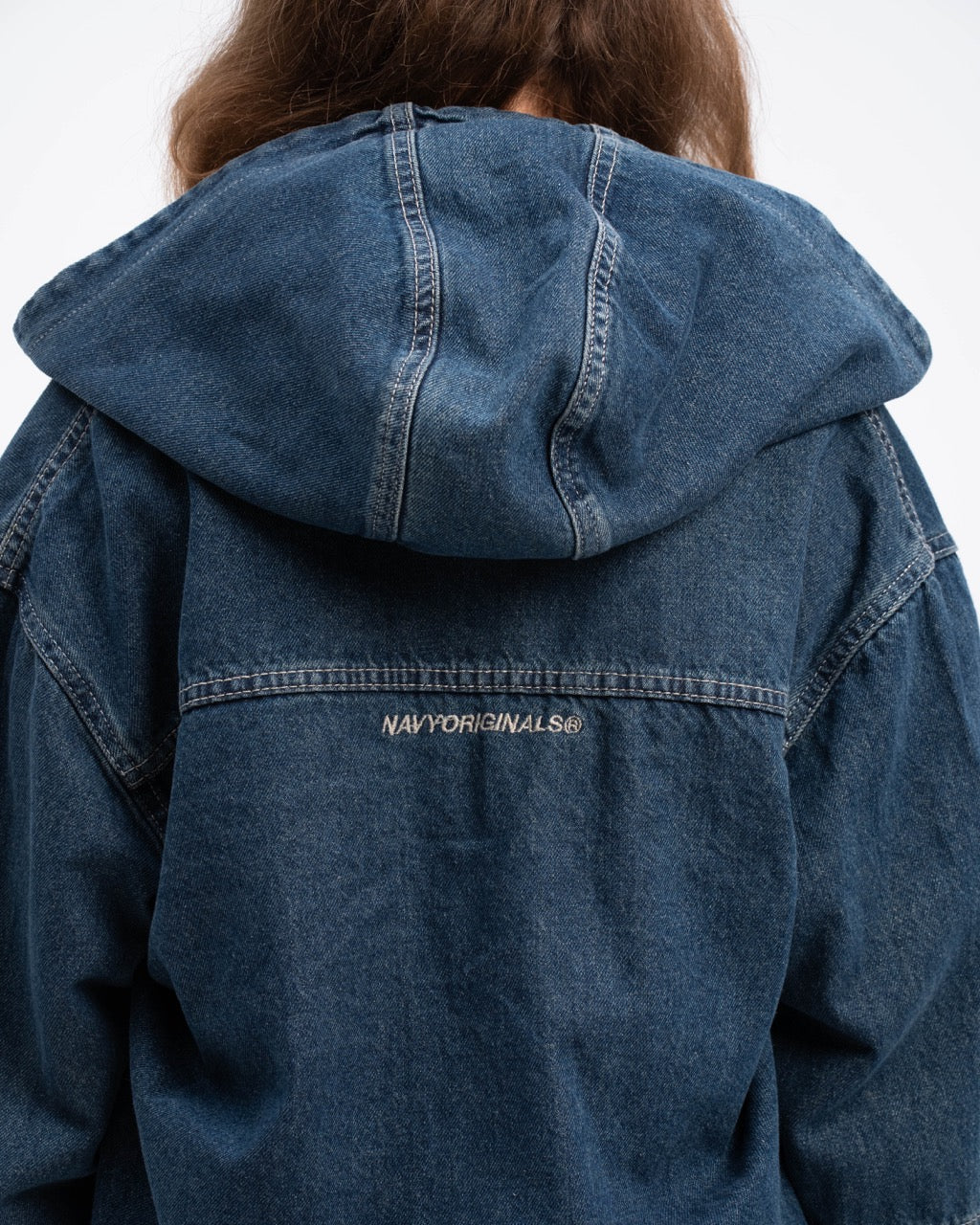 Unisex Hooded Denim Jacket - Dark Blue