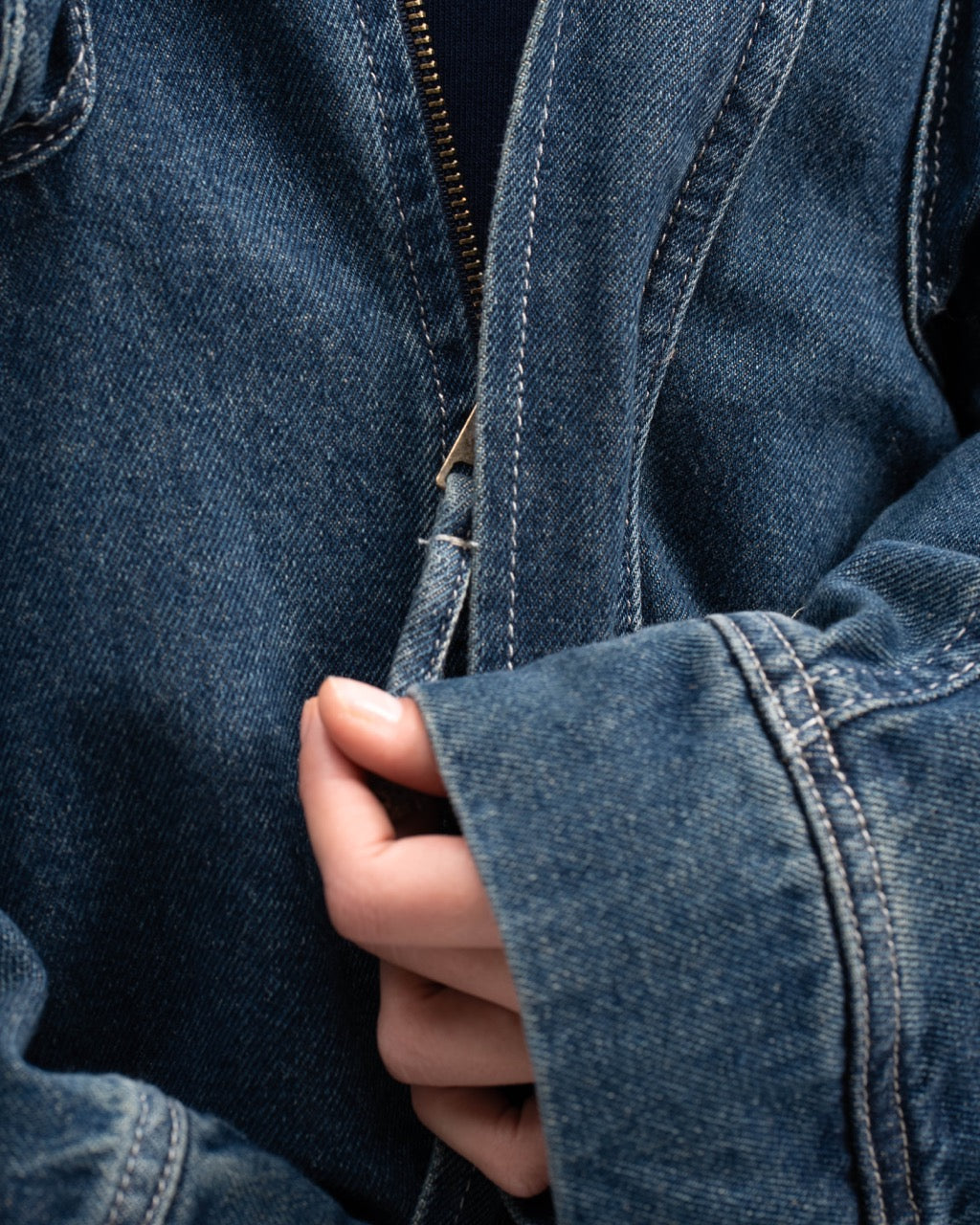 Unisex Hooded Denim Jacket - Dark Blue