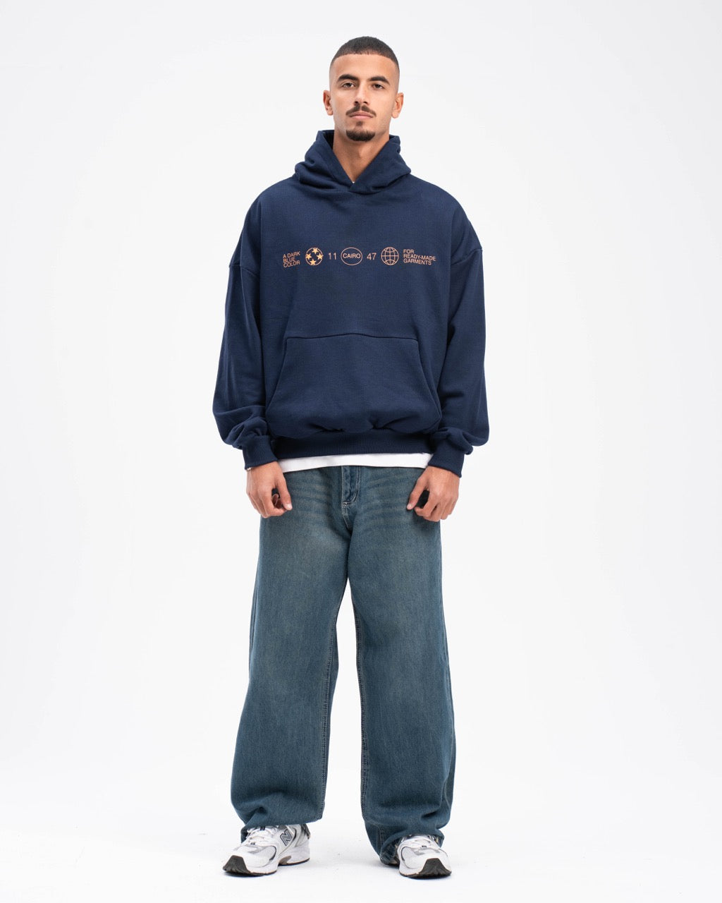 Cotton Milton Unisex Printed Hoodie – Navy