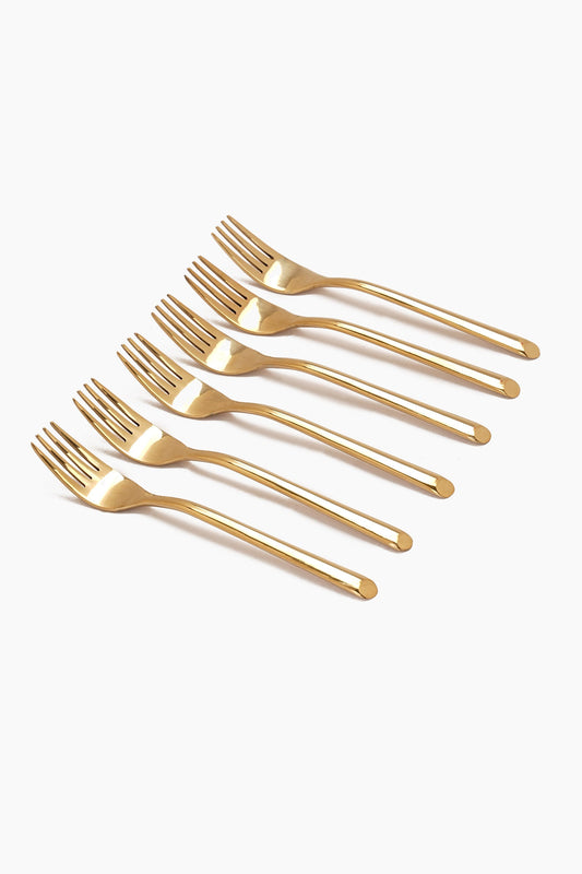 Small Fork Set - 6 Pcs - Gold