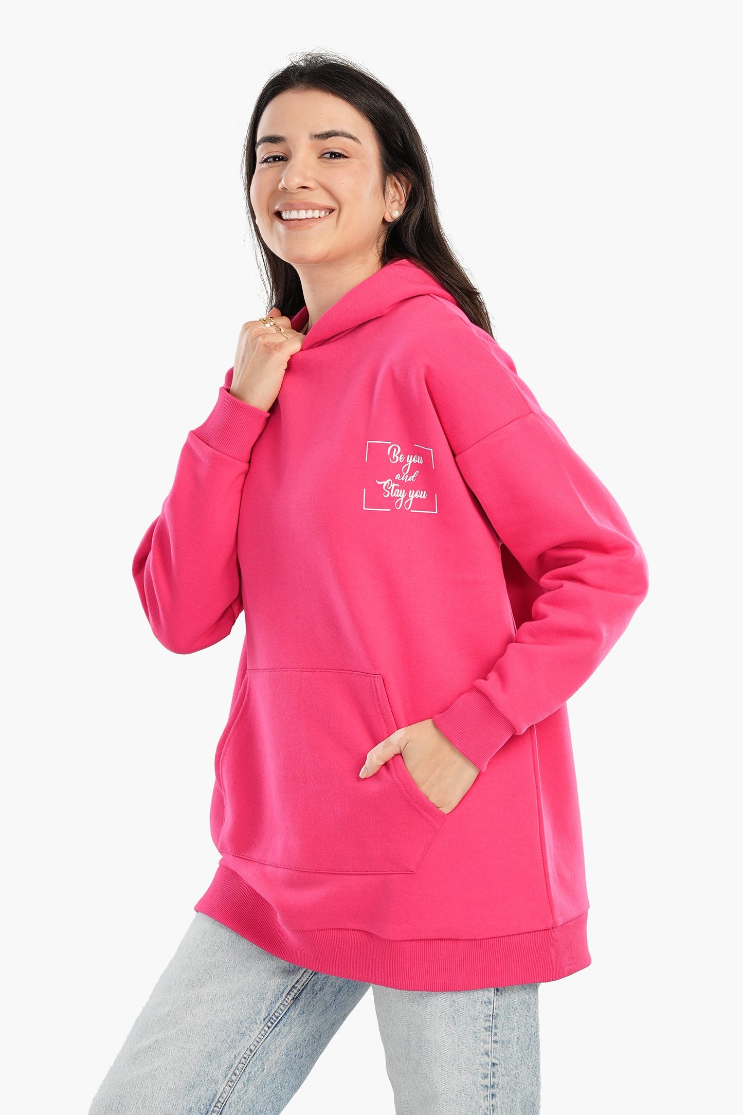 Fuchsia Printed Lounge Hoodie