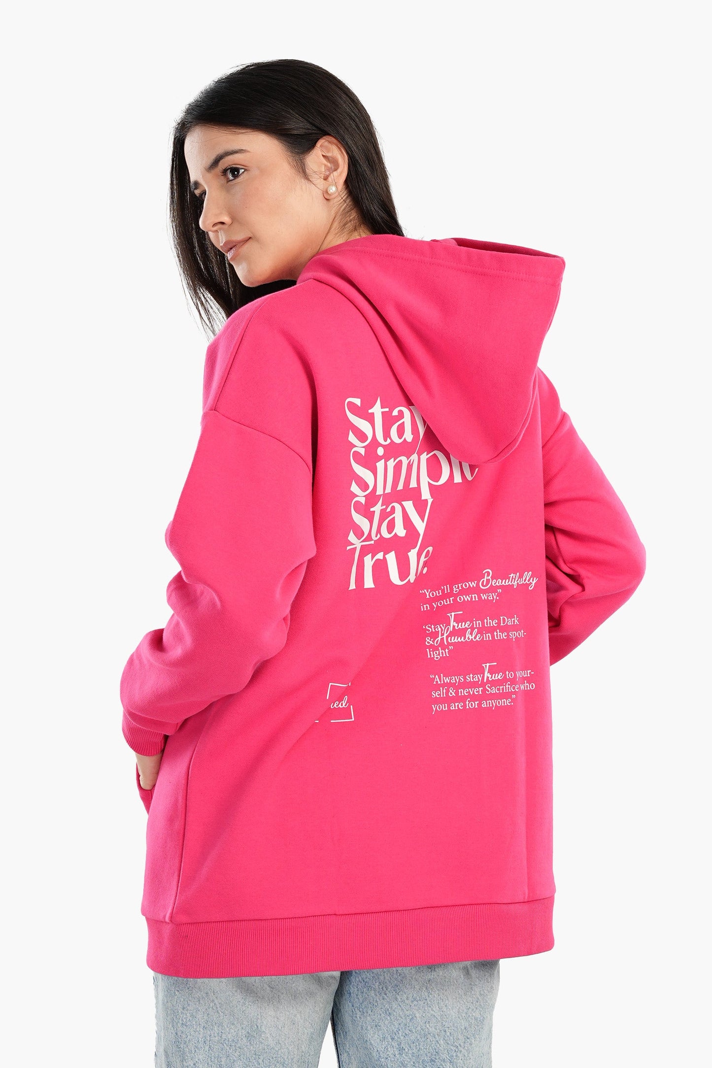 Fuchsia Printed Lounge Hoodie