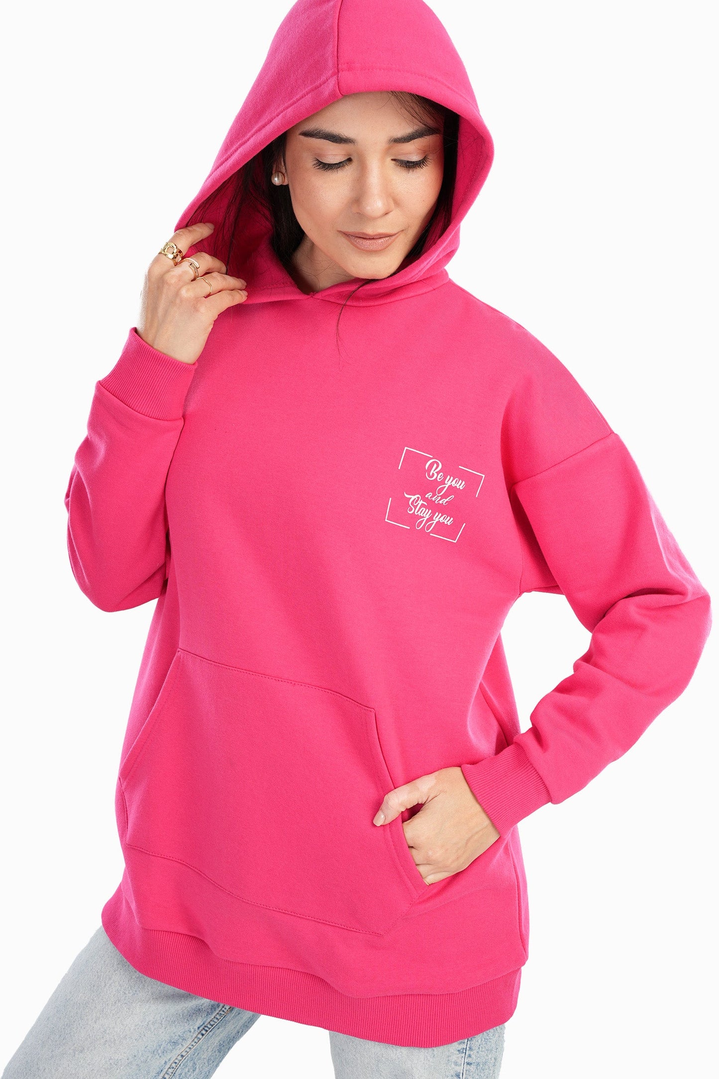 Fuchsia Printed Lounge Hoodie