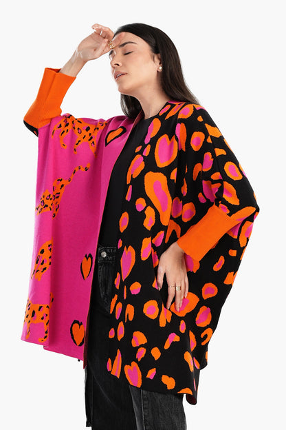 Jacquard Open Front Poncho