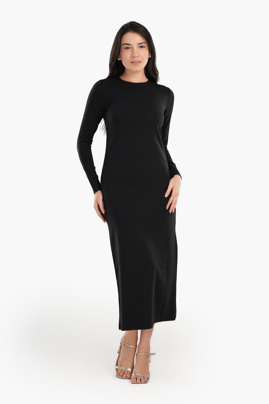 Slim Fit Slip on Dress - Black