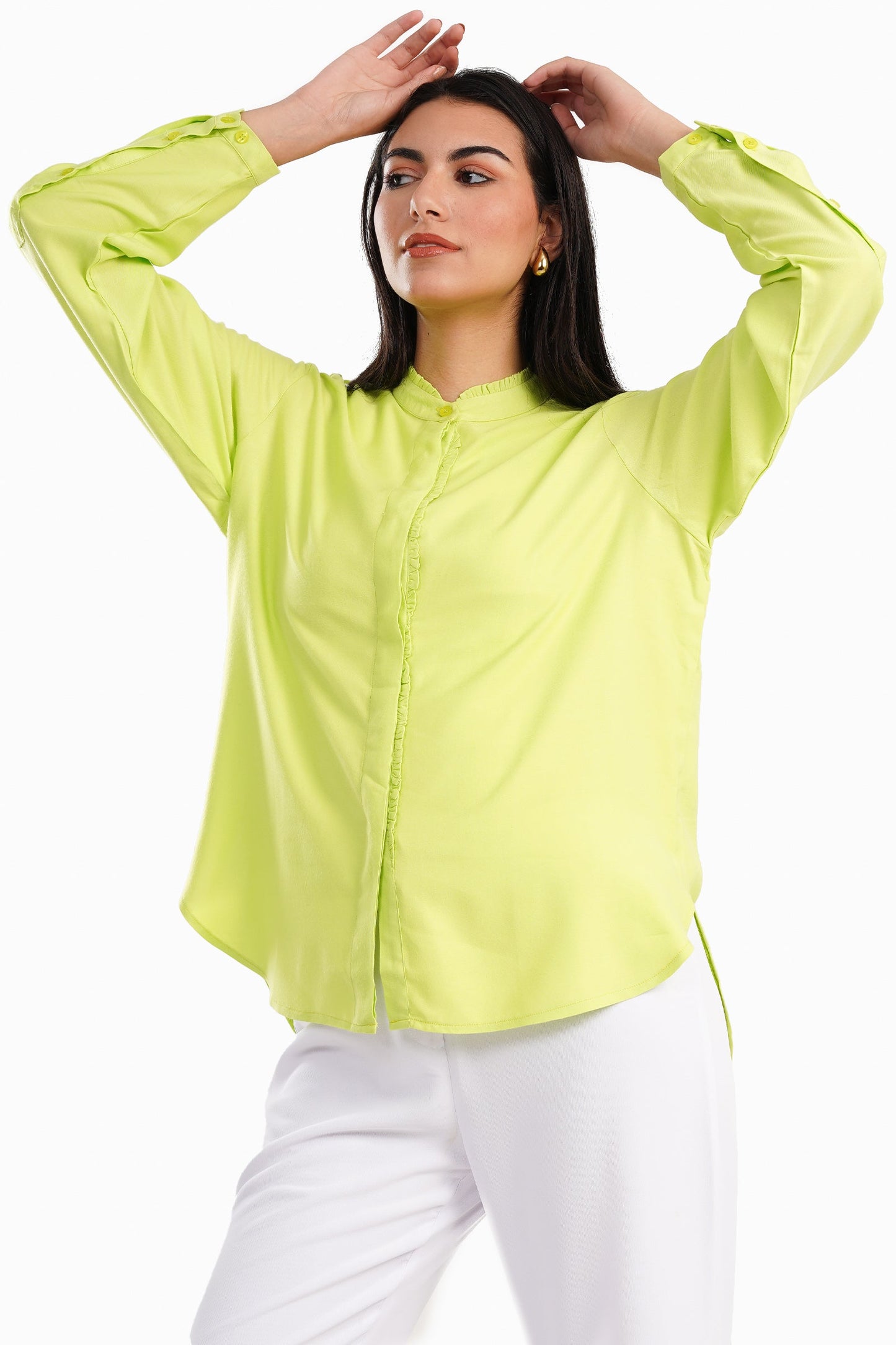 Shirt with Ruffled Collar