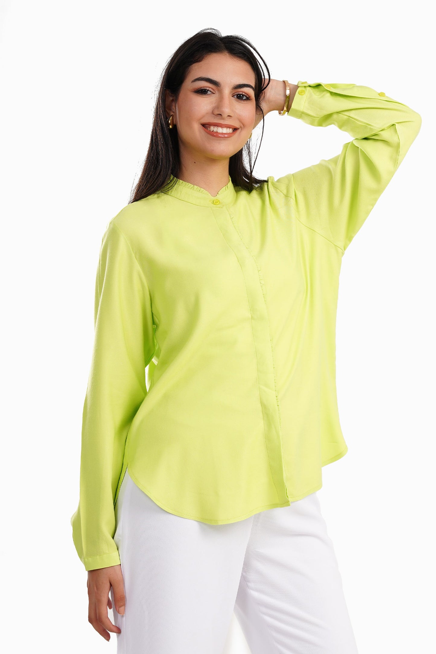 Shirt with Ruffled Collar