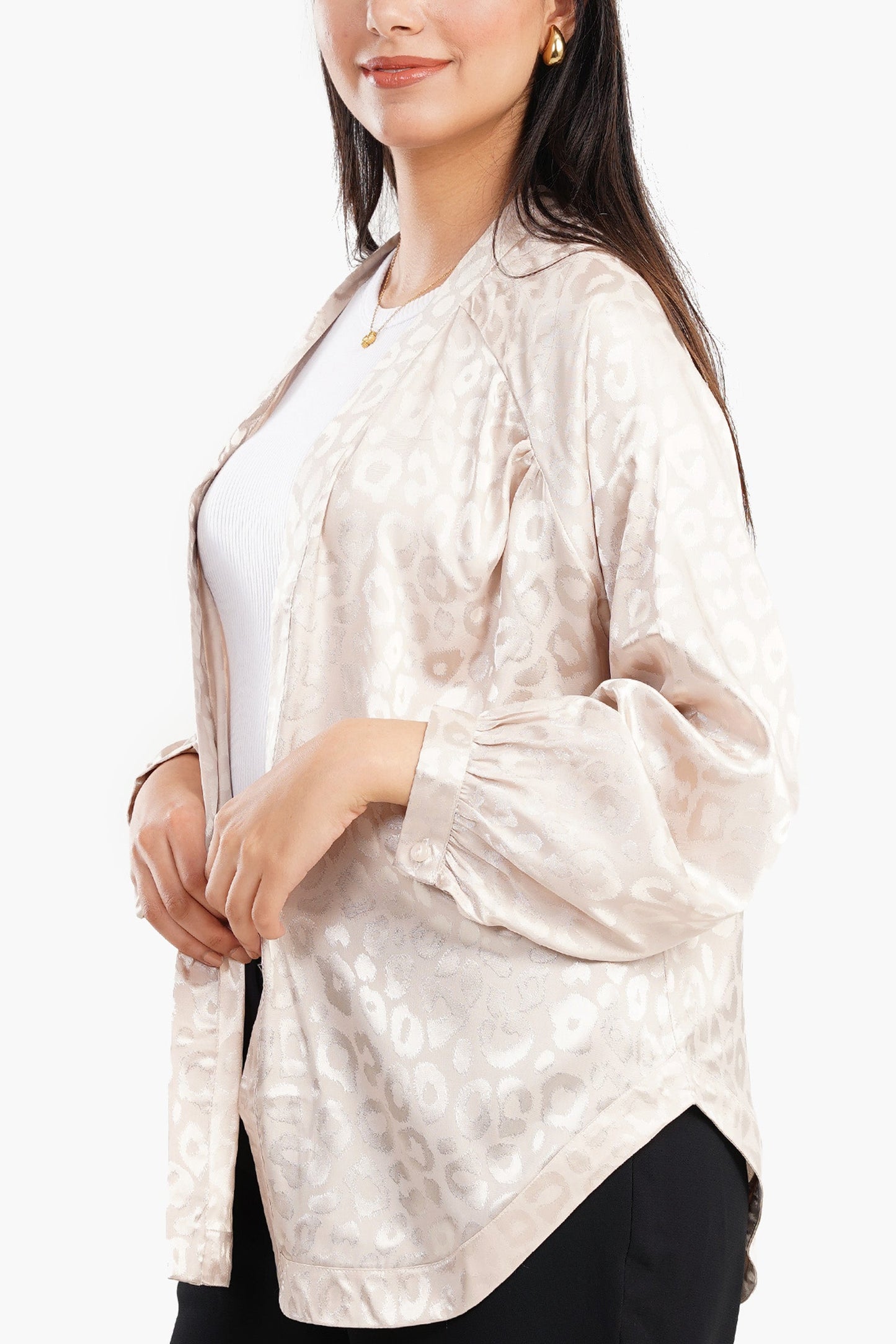 Open Front Satin Cardigan