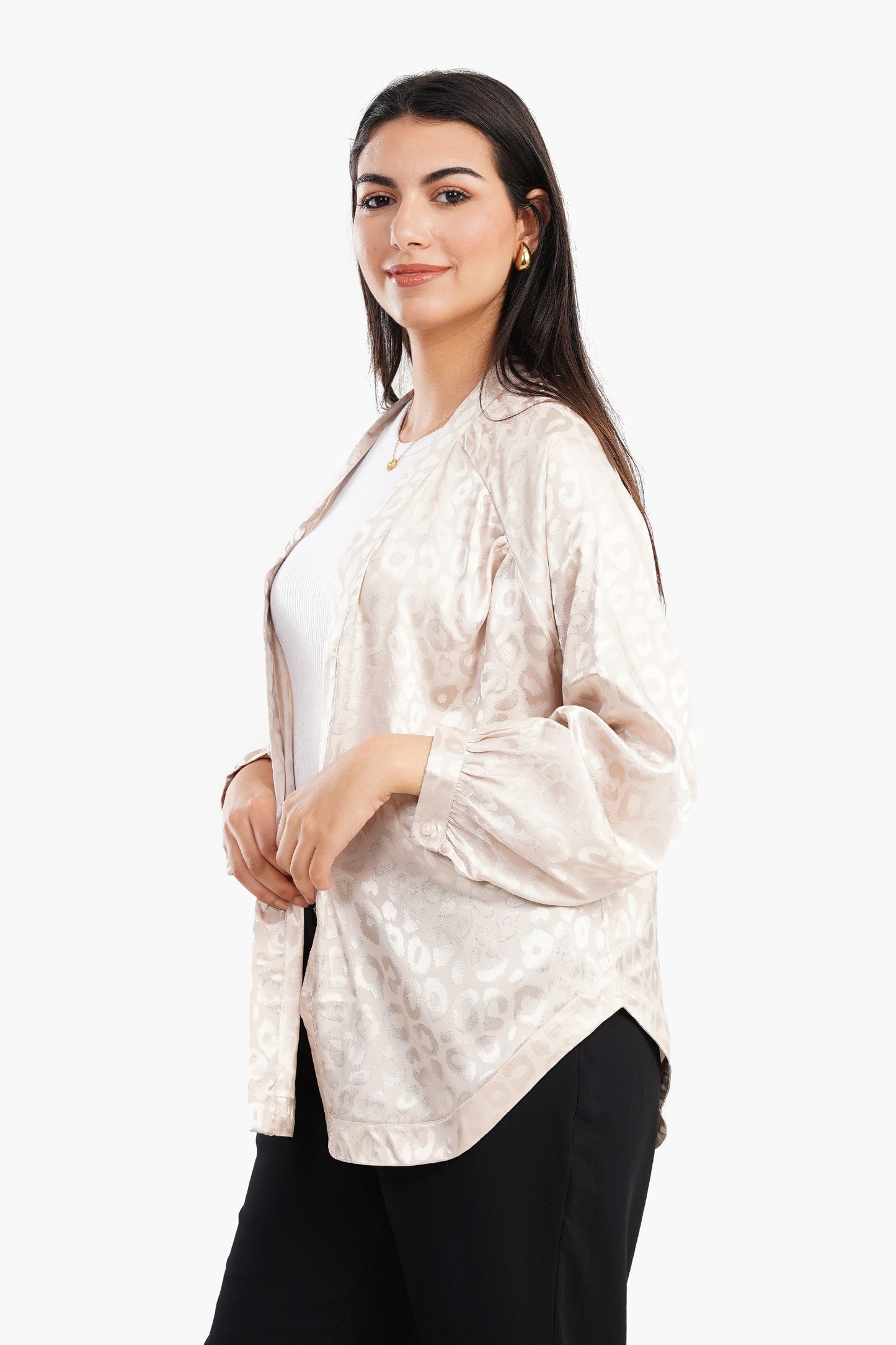 Open Front Satin Cardigan