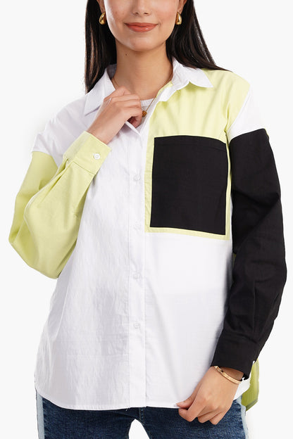 Color Block Shirt with Full Placket