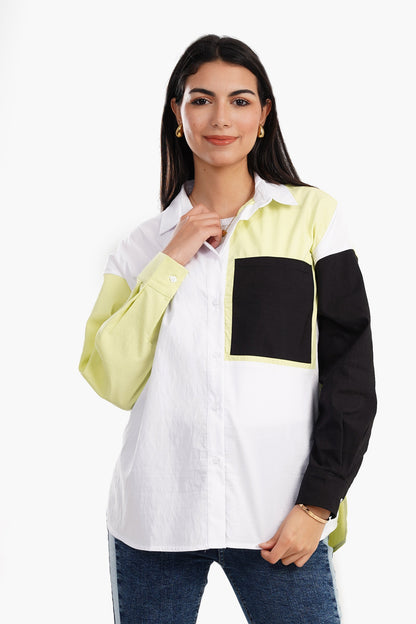 Color Block Shirt with Full Placket