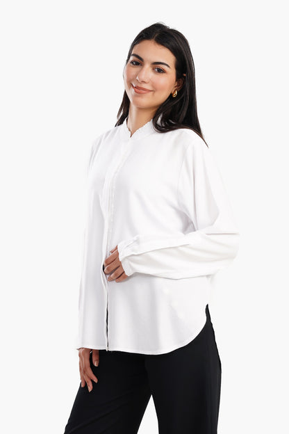 Shirt with Ruffled Collar