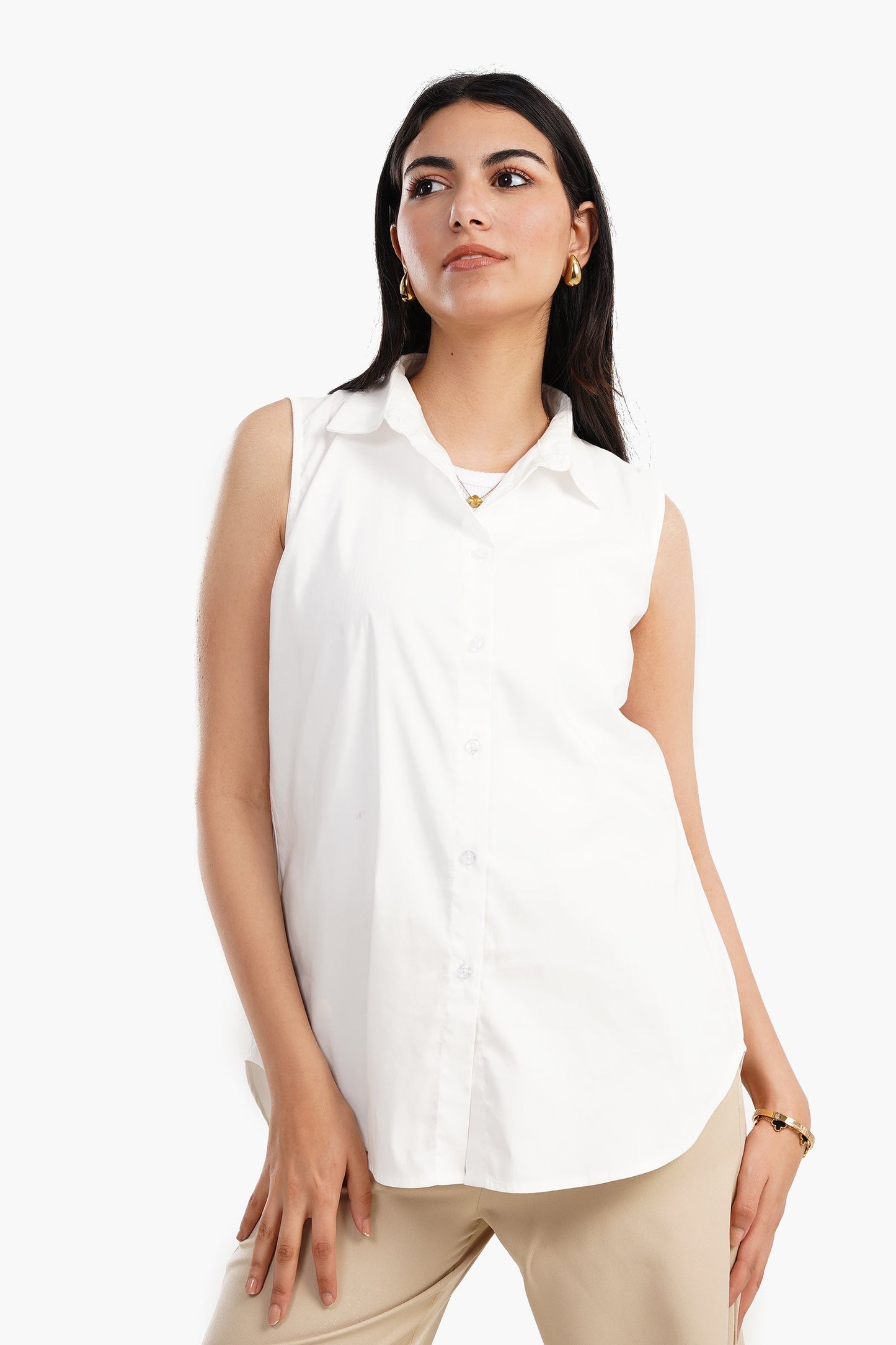 Poplin Sleeveless Shirt