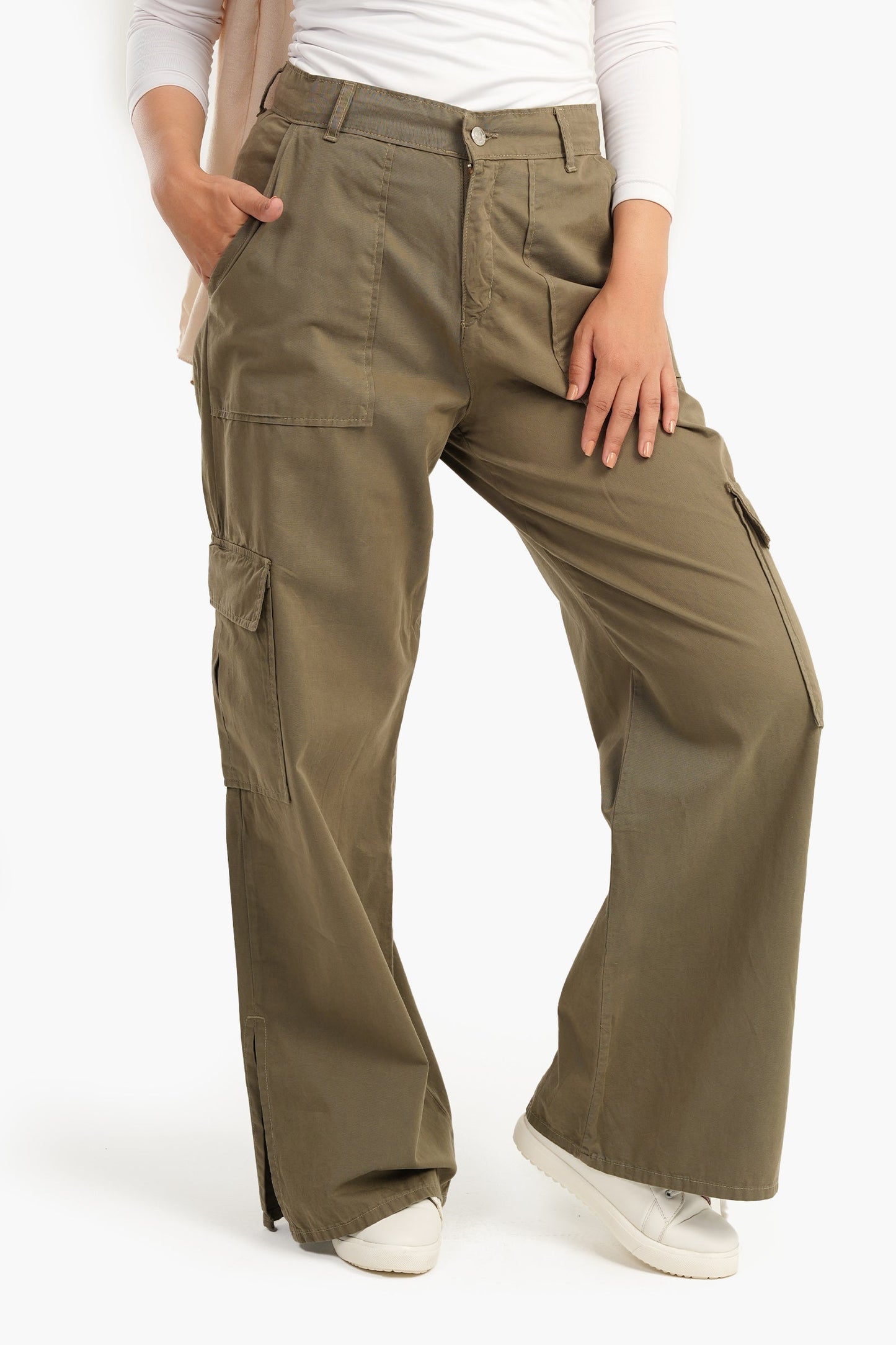 Linen Baggy Pants with Slits