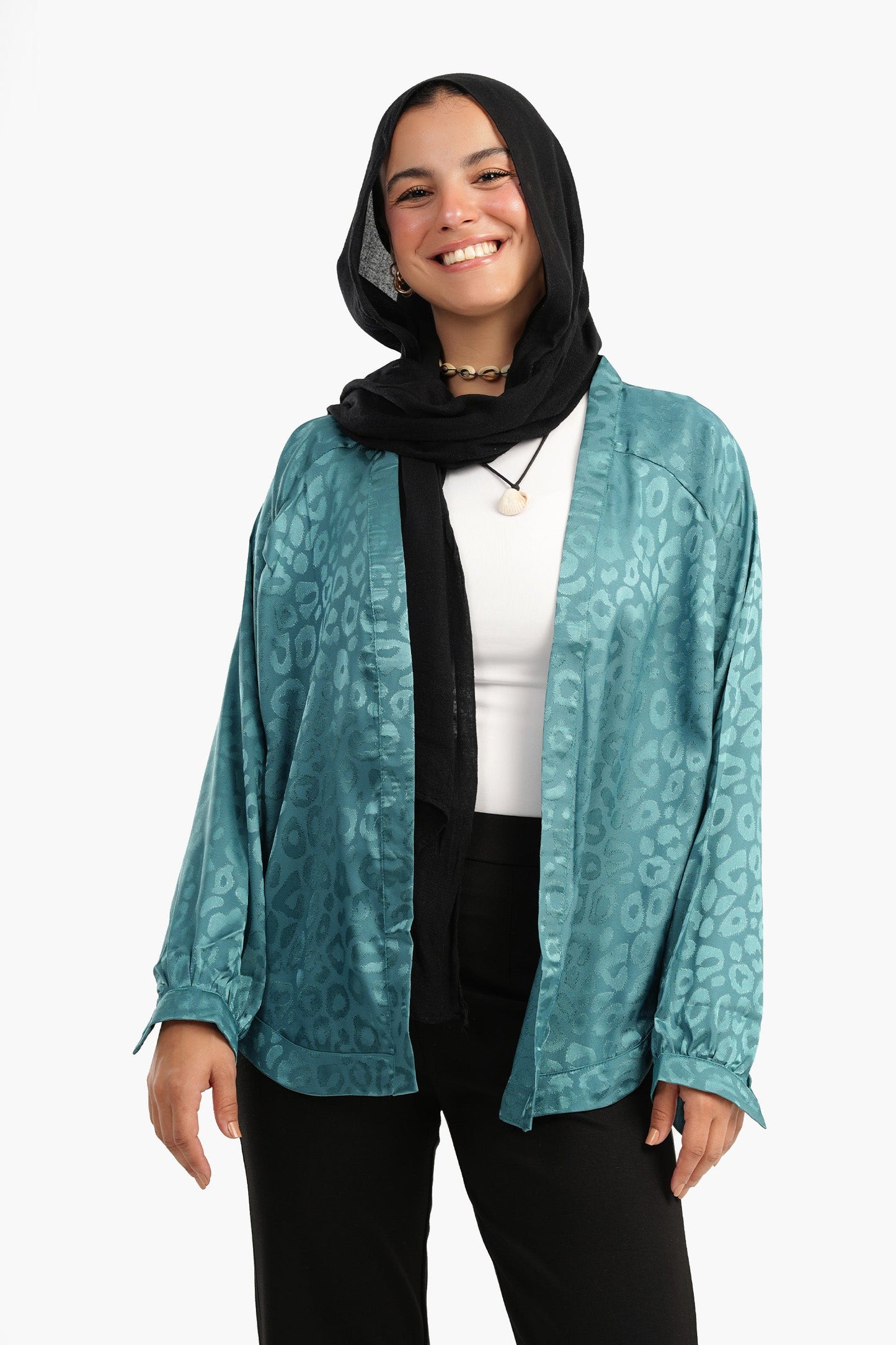 Open Front Satin Cardigan