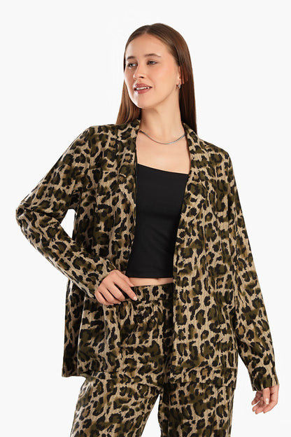 All Over Animal Print Blazer