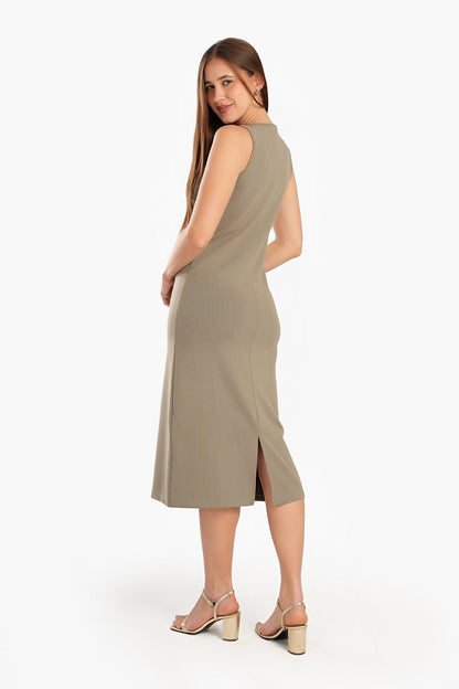 Below Knee Ribbed Dress