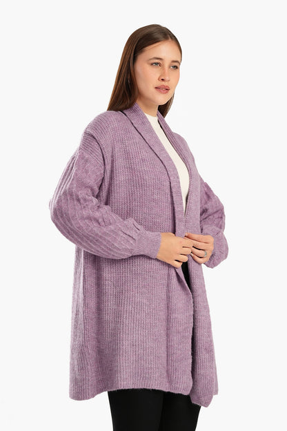 Knitted Bishop Sleeves Cardigan