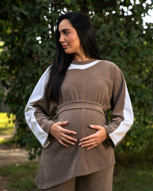 Kashmir Cotton Blend Waterfall Maternity & Nursing Oversized Top