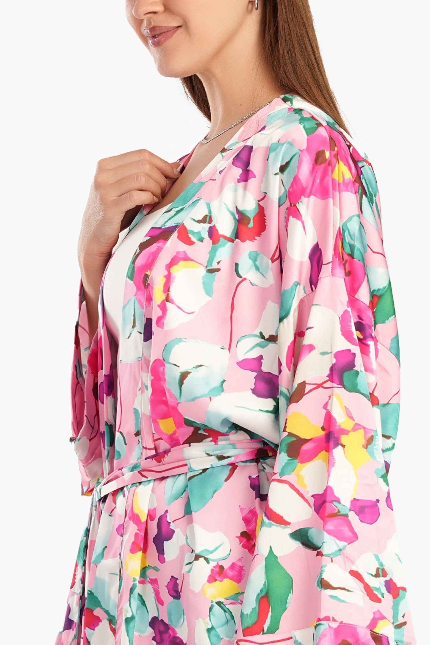 Flowery Drop Shoulder Kimono