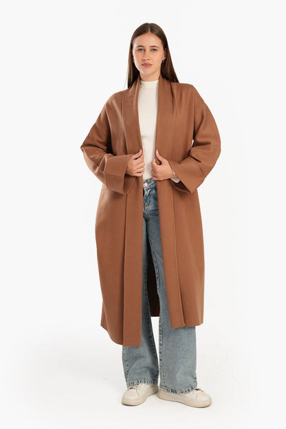 Wool Open Neckline Coat