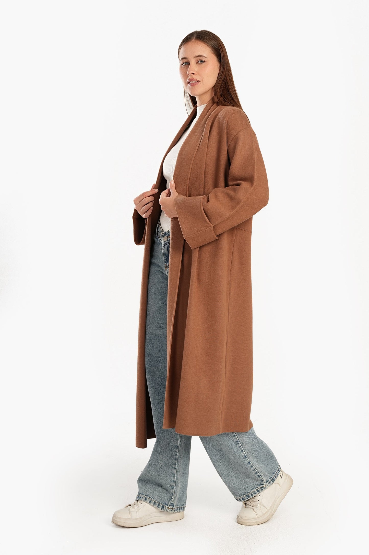 Wool Open Neckline Coat