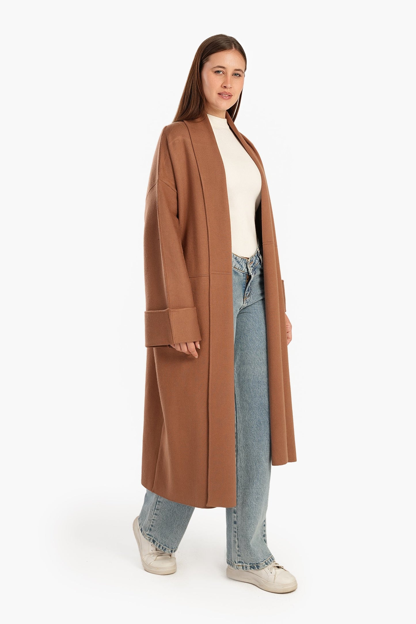 Wool Open Neckline Coat