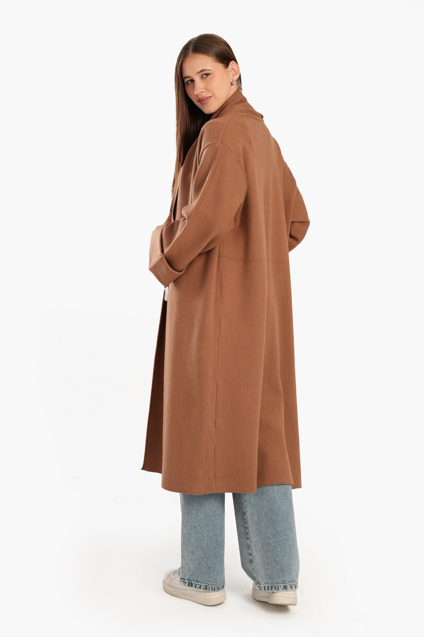 Wool Open Neckline Coat