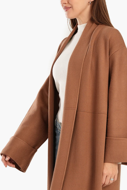 Wool Open Neckline Coat