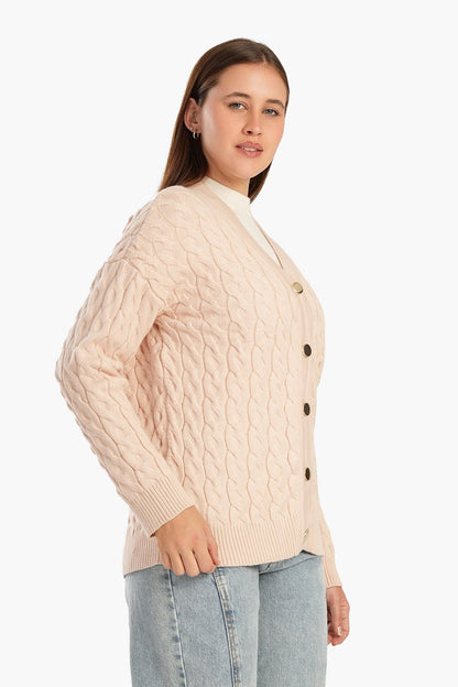 Wool Cable Knitted Cardigan