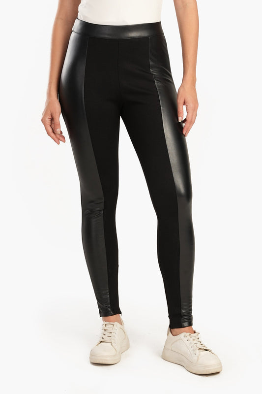 Black Leather & Suede Pants