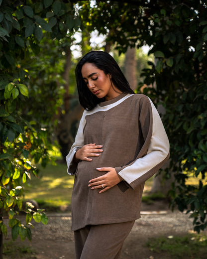 Kashmir Cotton Blend Waterfall Maternity & Nursing Oversized Top